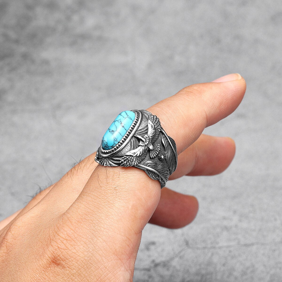 A Native Stone Totem Ring with a turquoise stone by Rebel Saint Co.