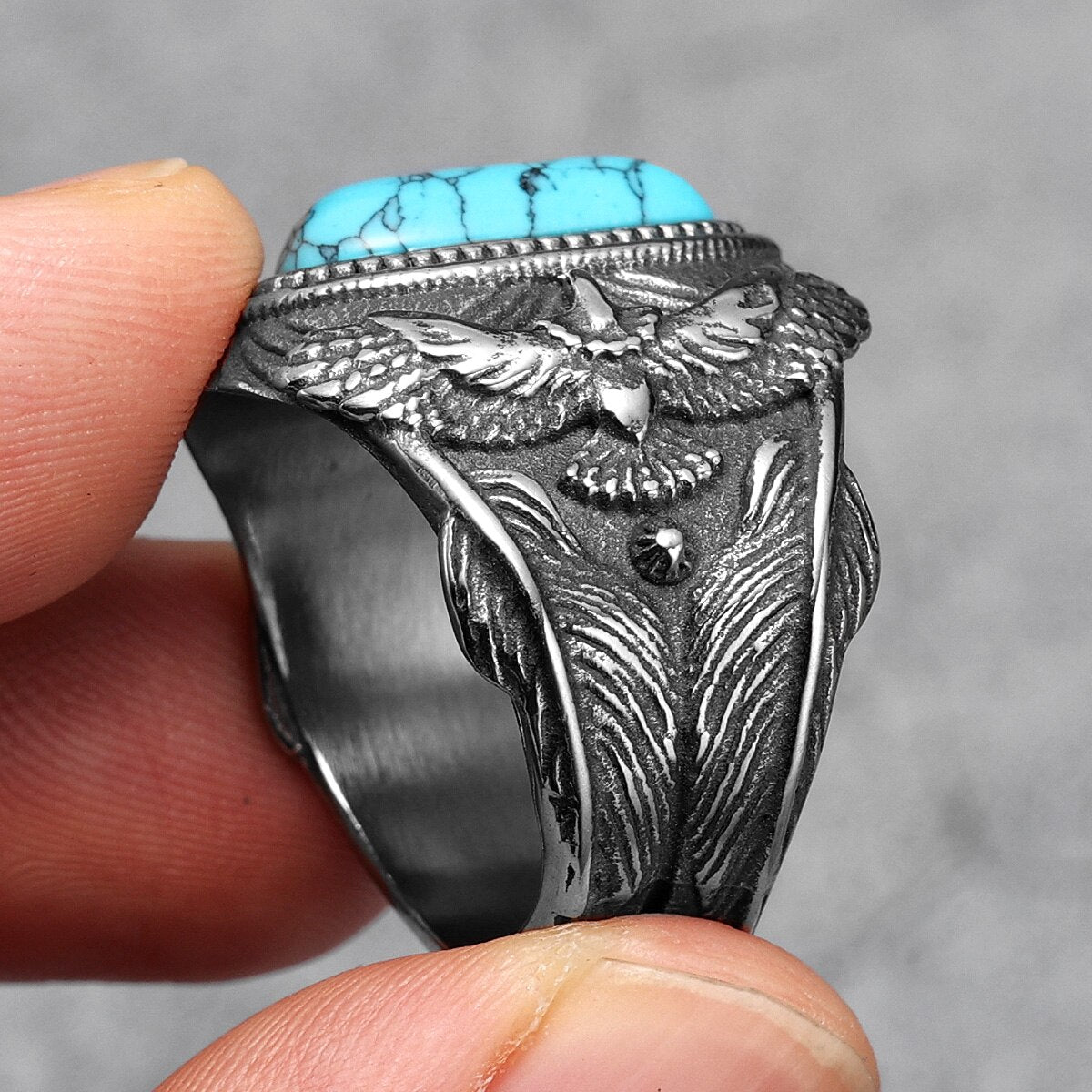 A Native Stone Totem Ring with a turquoise stone by Rebel Saint Co.