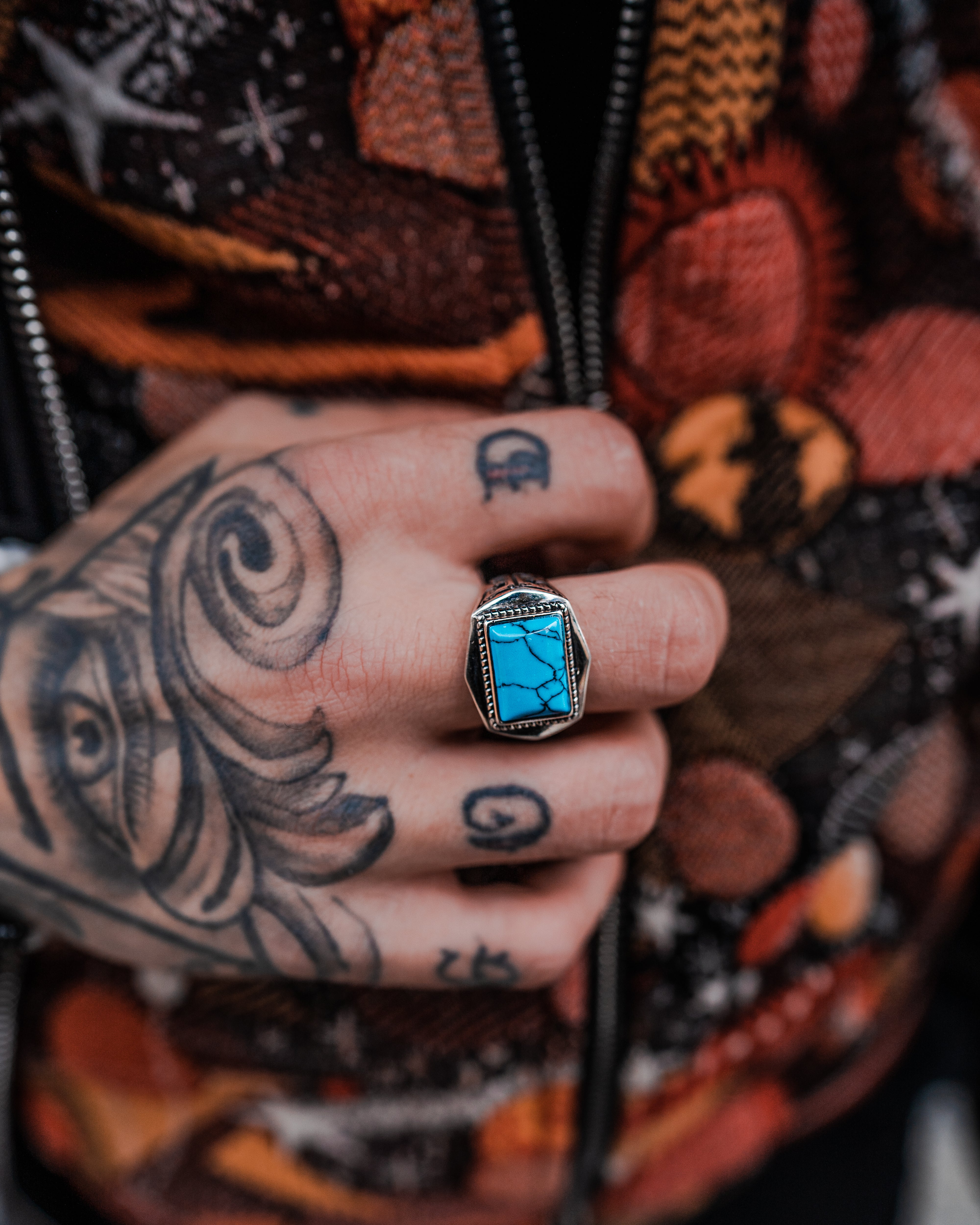 925 Rectangle Navajo Stone Ring