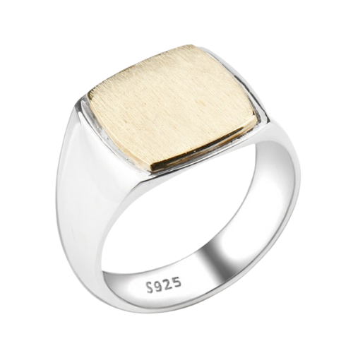 Gold Top Square 925 Ring