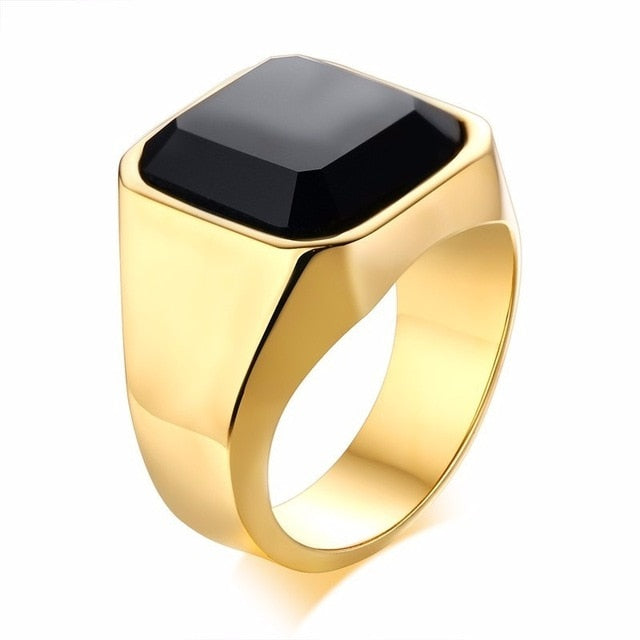 A Rebel Saint Co Black Stone Ring.