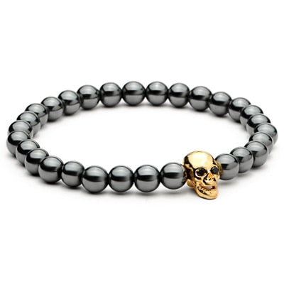 Rebel Hematite Skull Bracelet