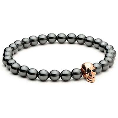 Rebel Hematite Skull Bracelet