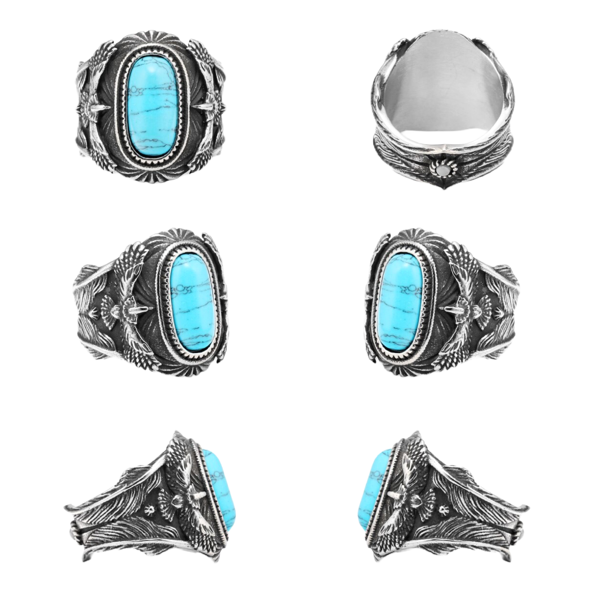 A Native Stone Totem Ring with a turquoise stone by Rebel Saint Co.