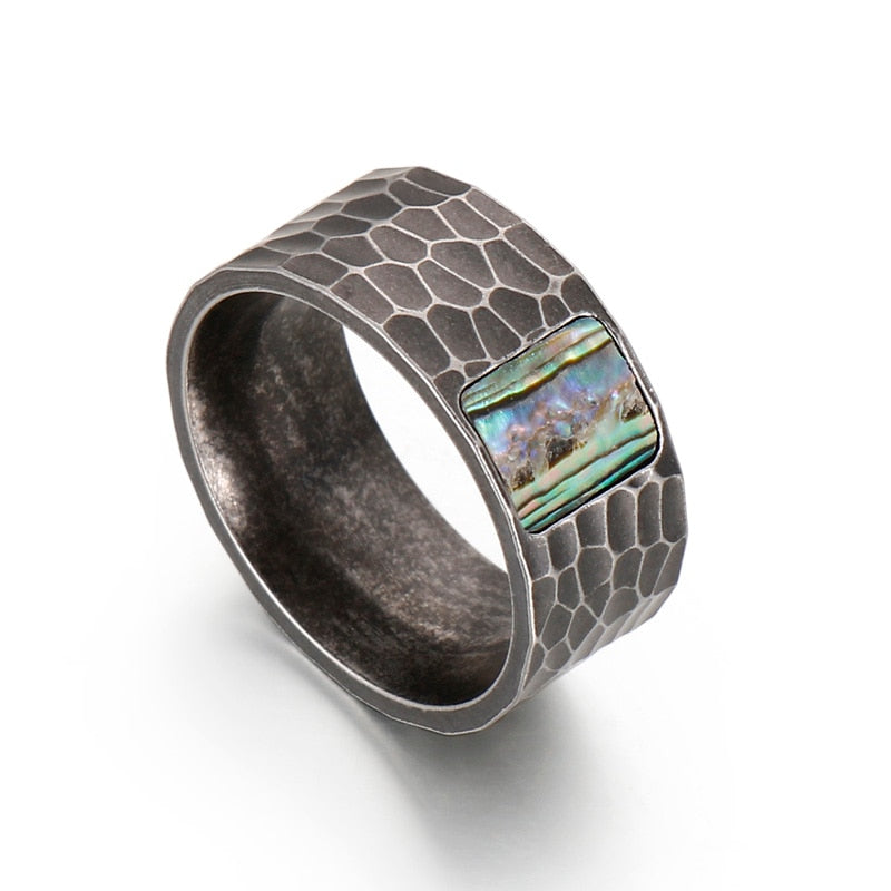 An Aurora Waves ring with a hammered finish, from Rebel Saint Co.