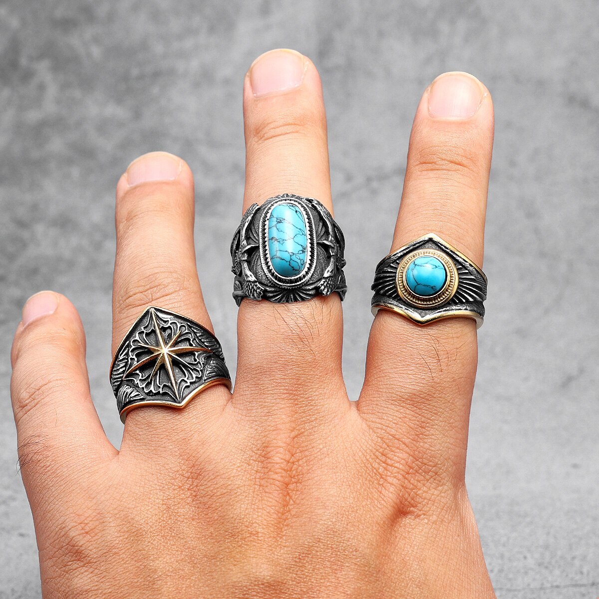A Native Stone Ancestral Ring with a turquoise stone by Rebel Saint Co.