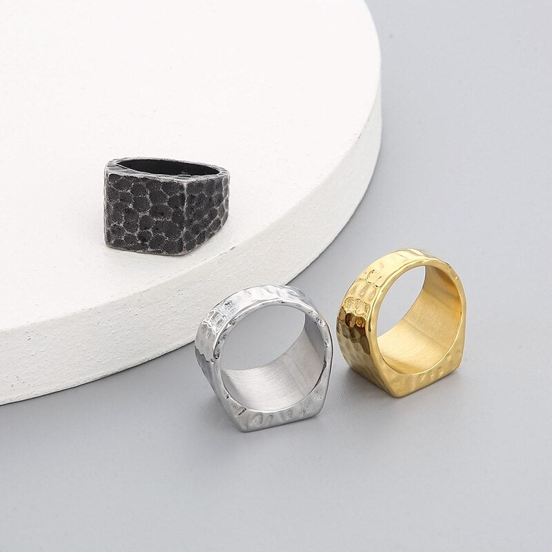 Hammered Cube Ring