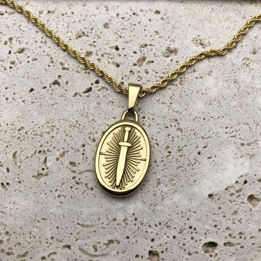 Dagger Stamp Pendant Necklace