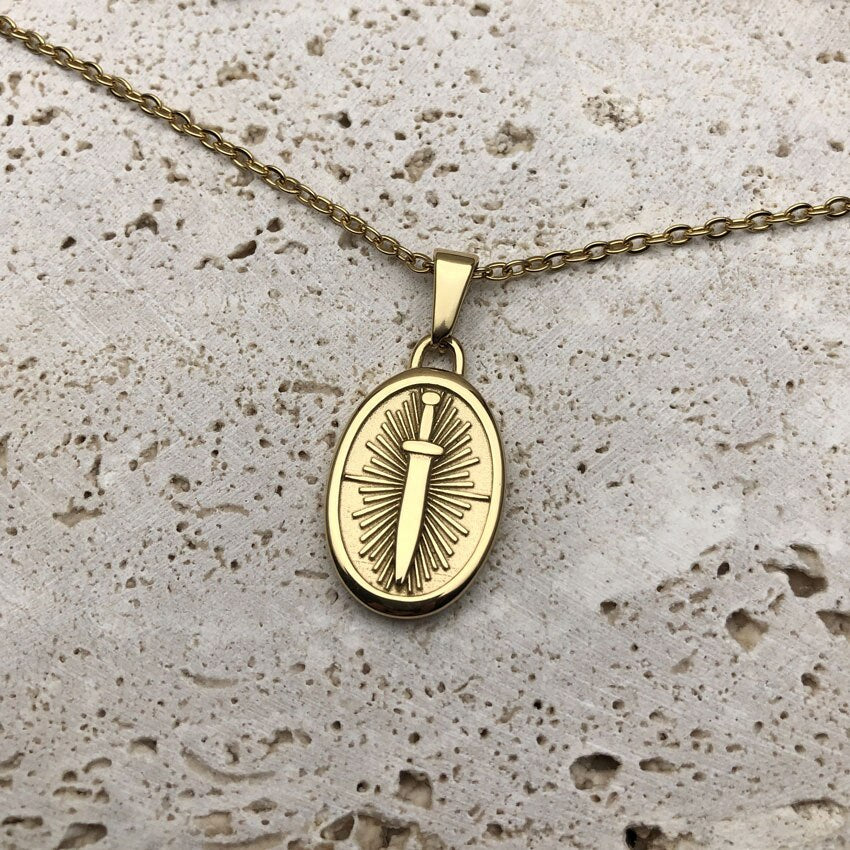 Dagger Stamp Pendant Necklace