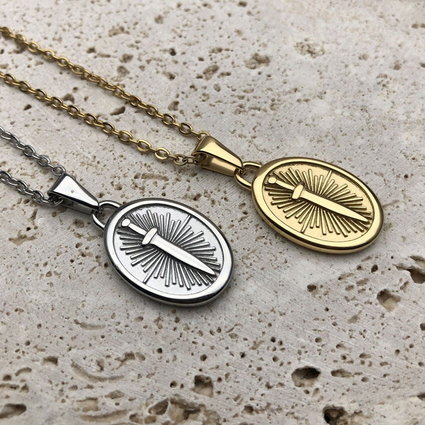 Dagger Stamp Pendant Necklace