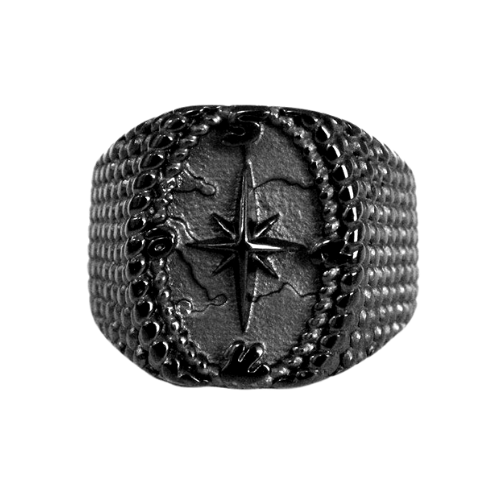 Black Compass Star Ring