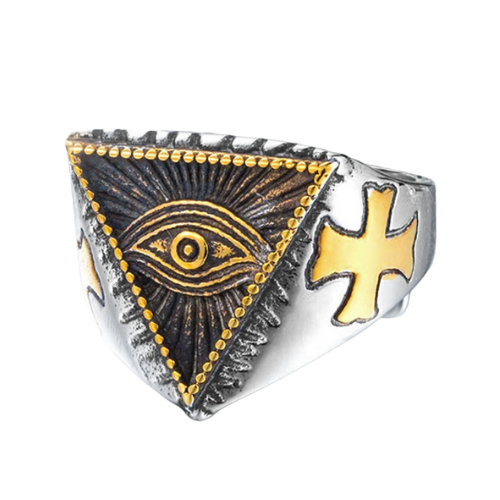 ALL SEEING EYE PYRAMID GOLD RING
