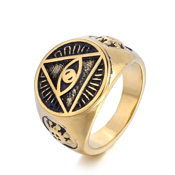 All Seeing Eye Triangle Gold Ring