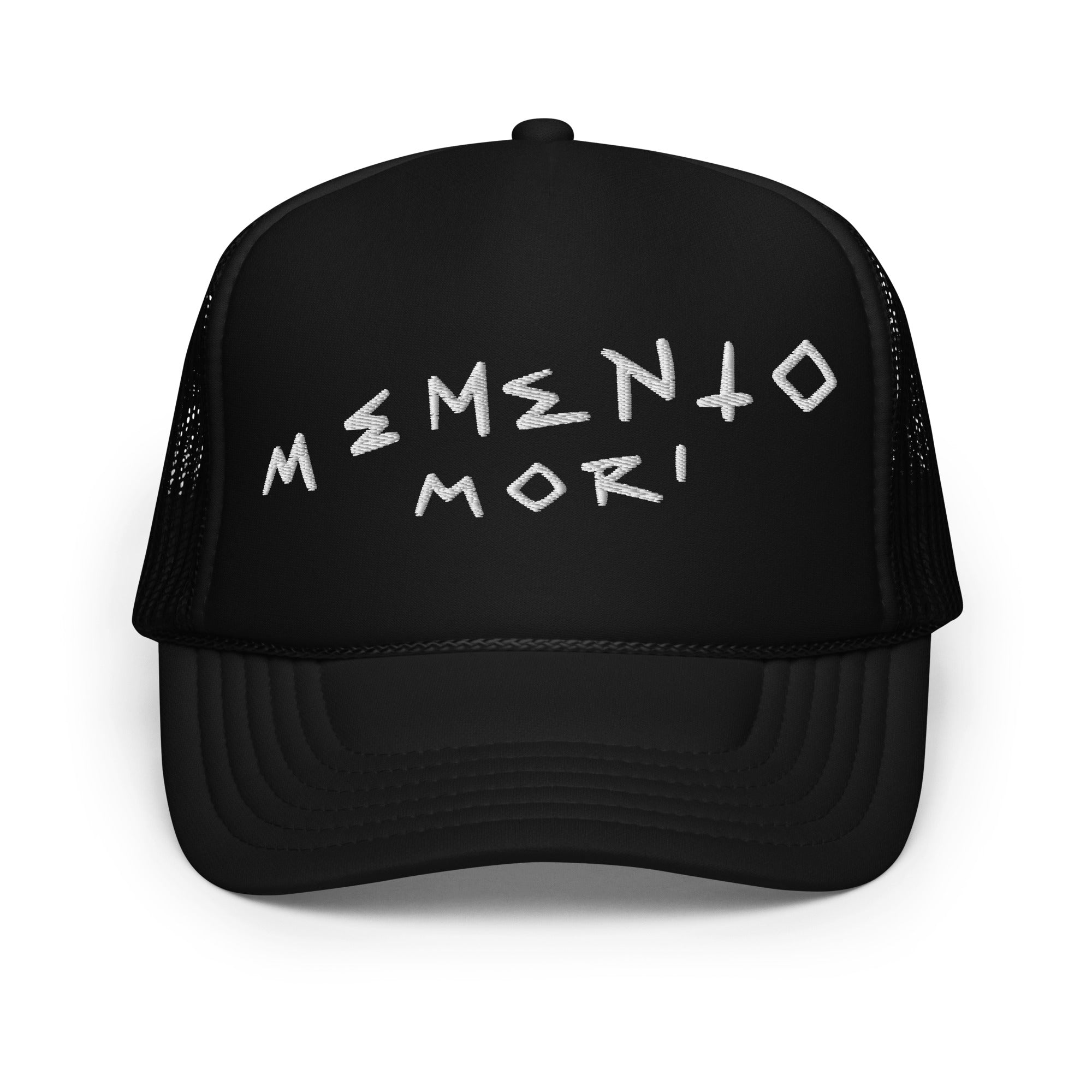Memento Mori White Foam trucker hat
