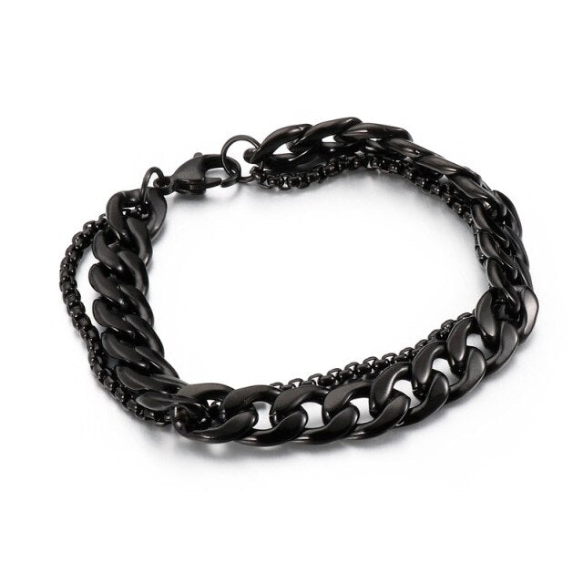 10mm Double Cuban and Box Chain Bracelet