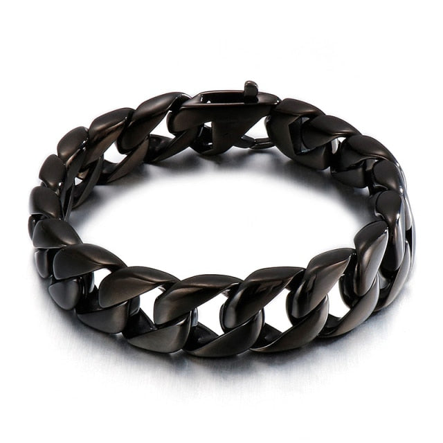 15mm Black Out Cuban Bracelet