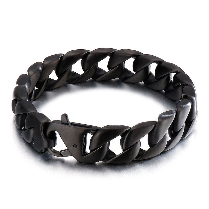 15mm Black Out Cuban Bracelet