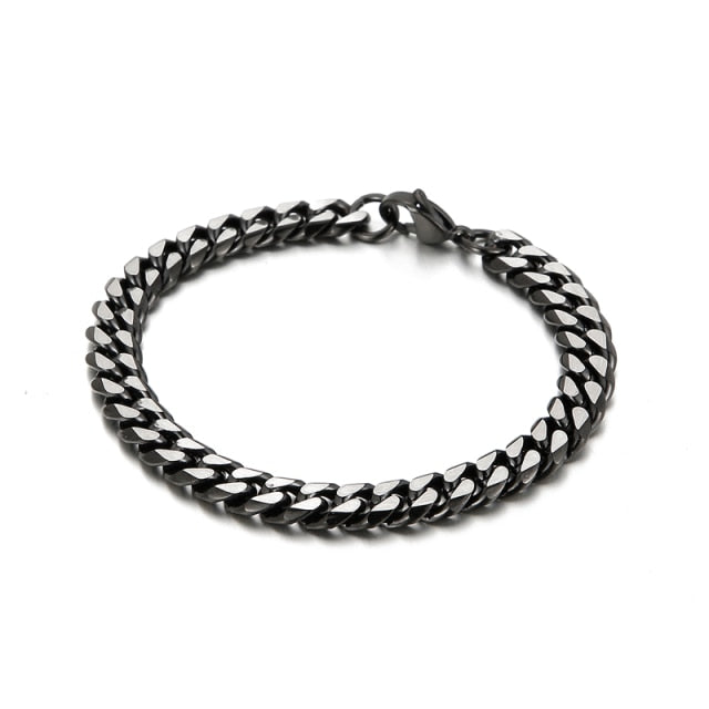 8mm Gun Metal Cuban Chain Bracelet