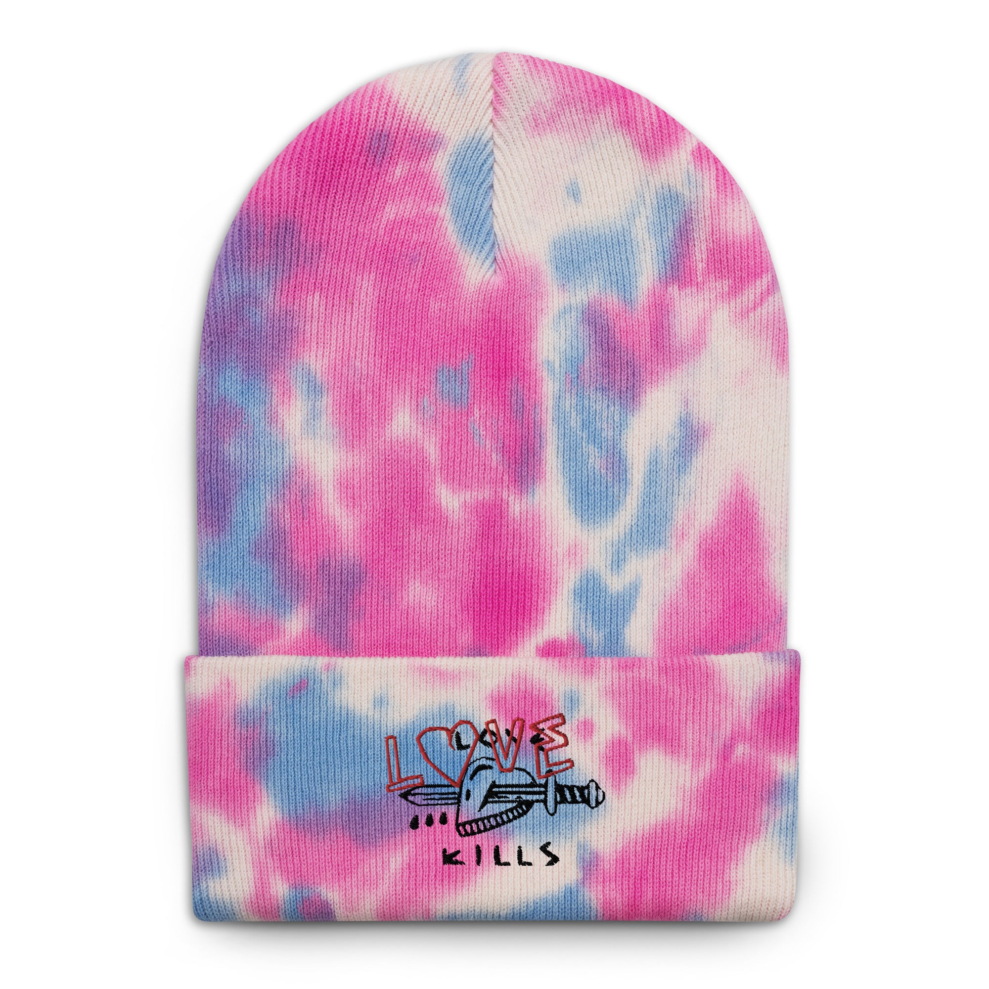 Love Kills Black Tie-dye beanie