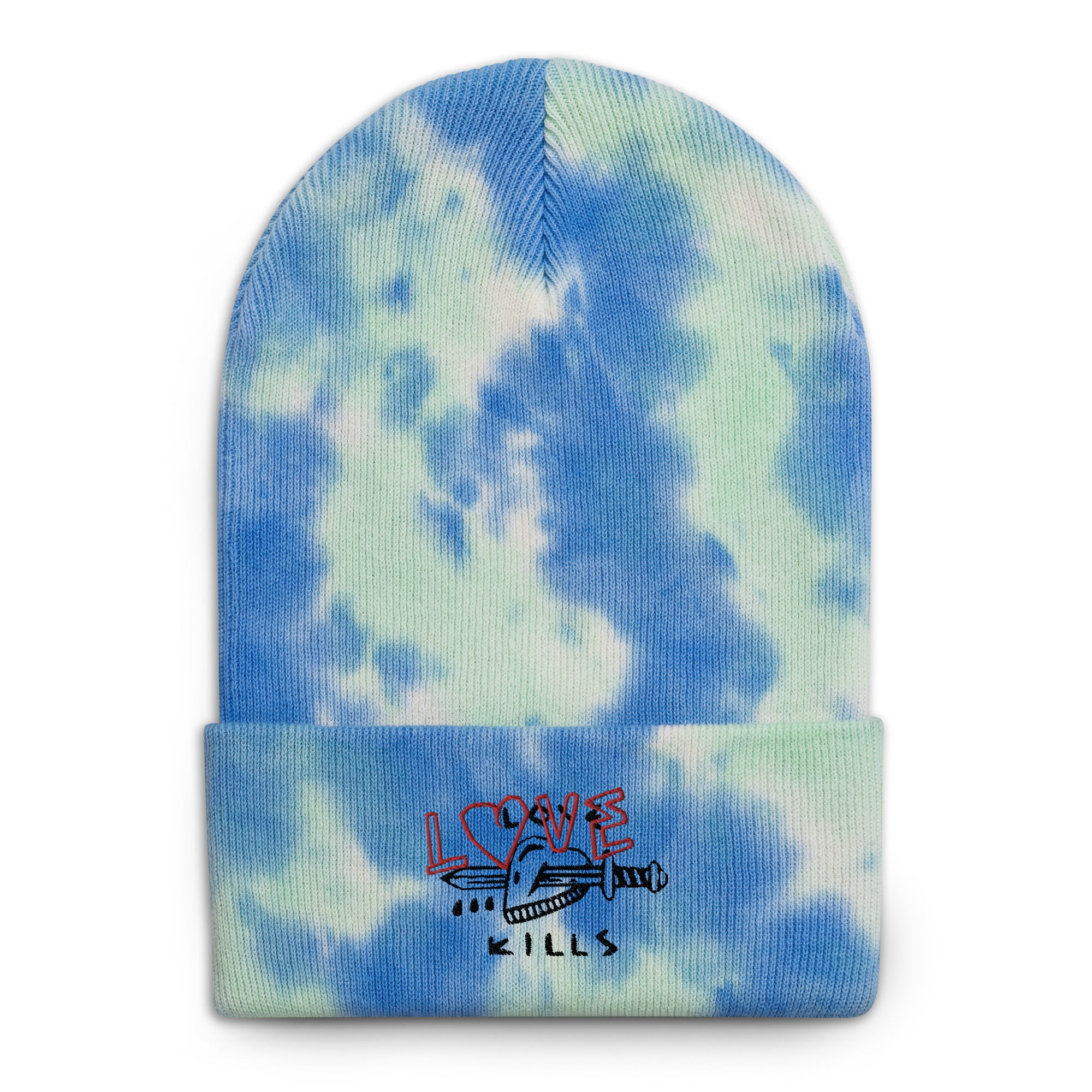 Love Kills Black Tie-dye beanie