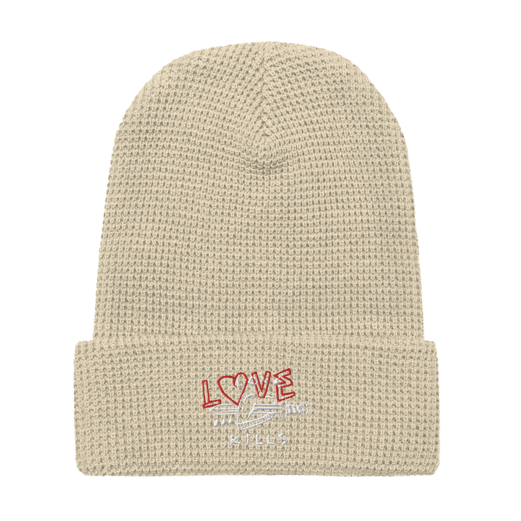 Love Kills White Waffle beanie