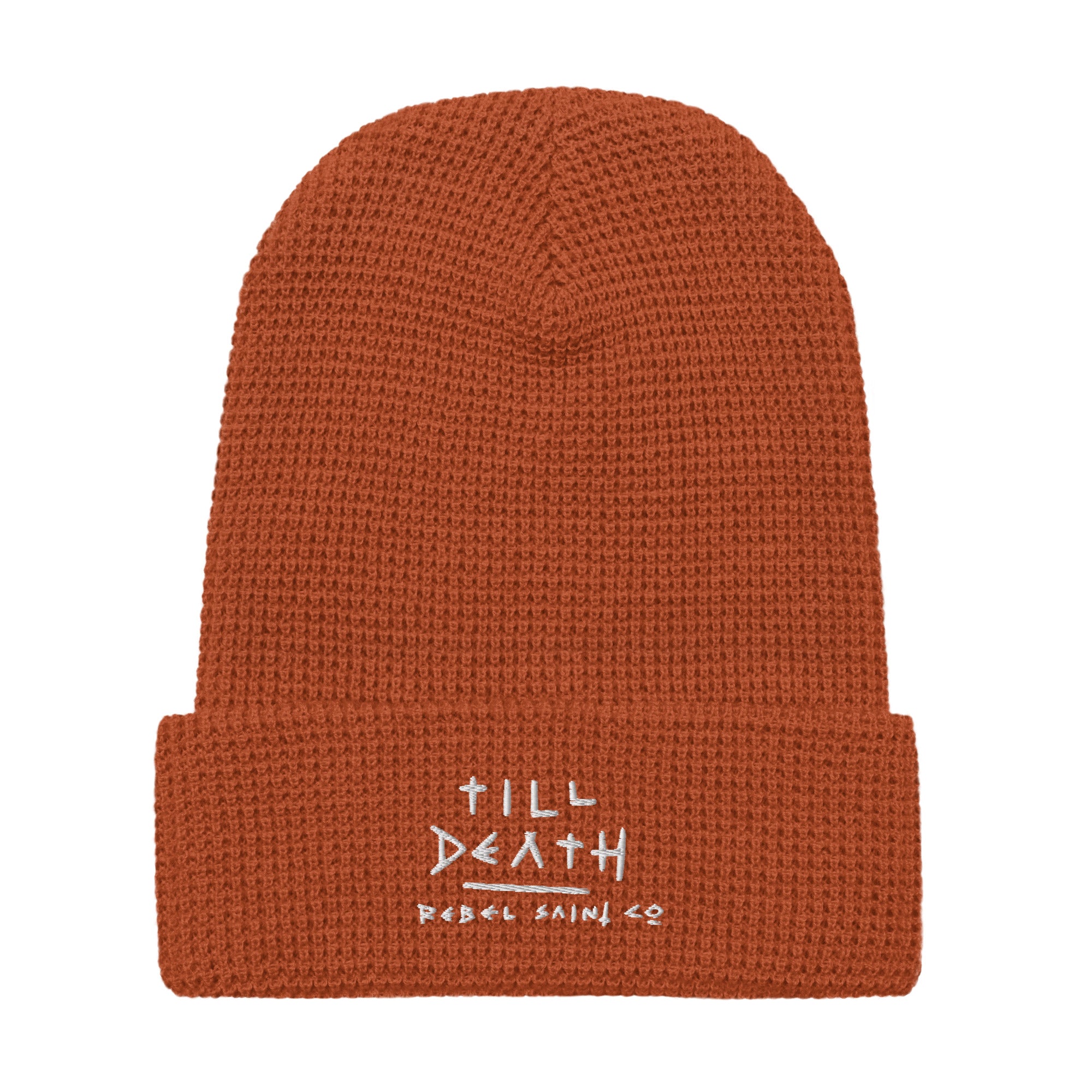 Till Death White Waffle beanie